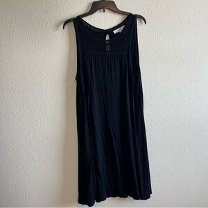 Loft Black Dress, Women's Size Large, Sleeveless, Textured Design on Top